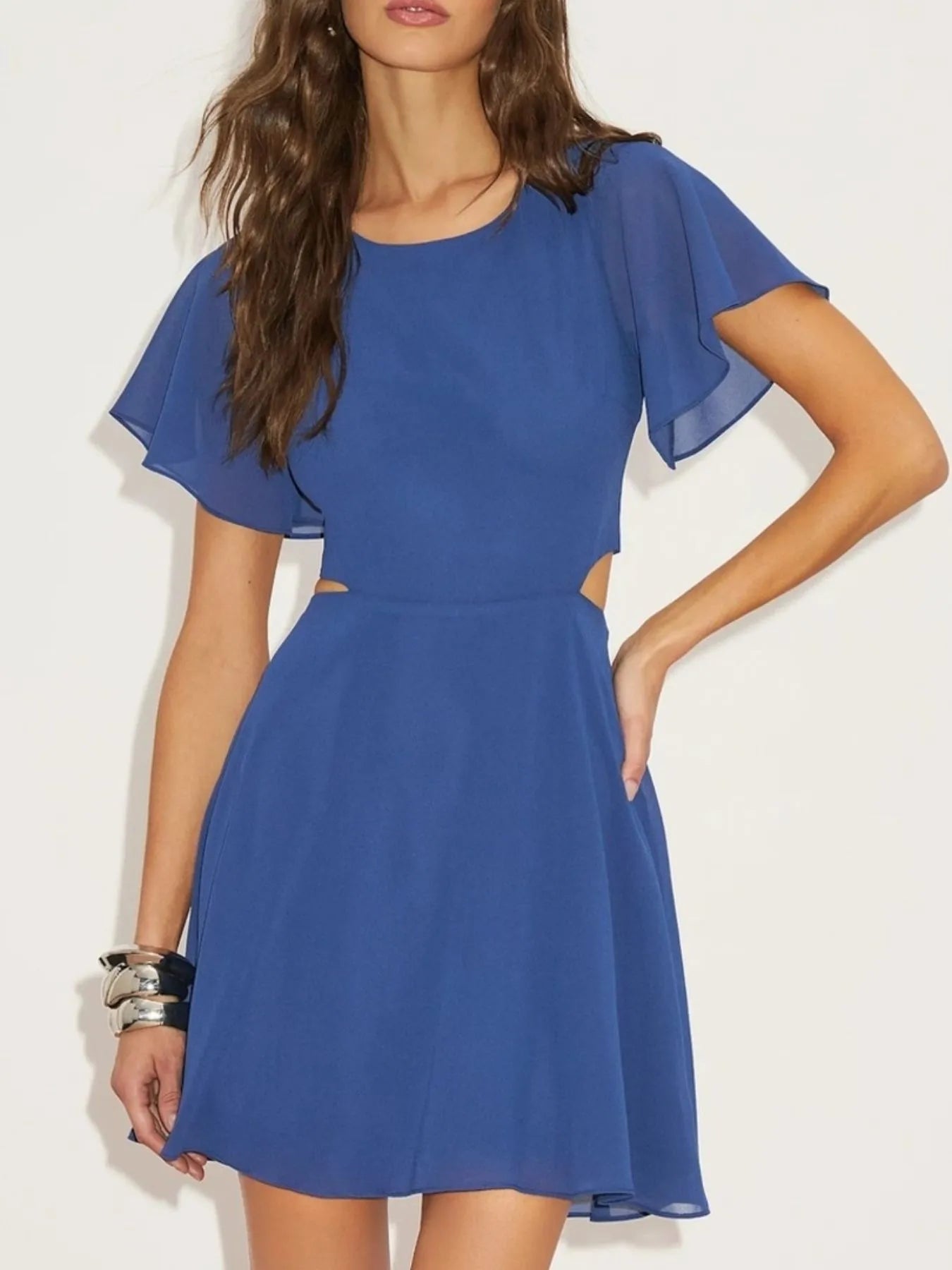 Cut-Out Flutter Sleeve Mini Dress OutfitFlow