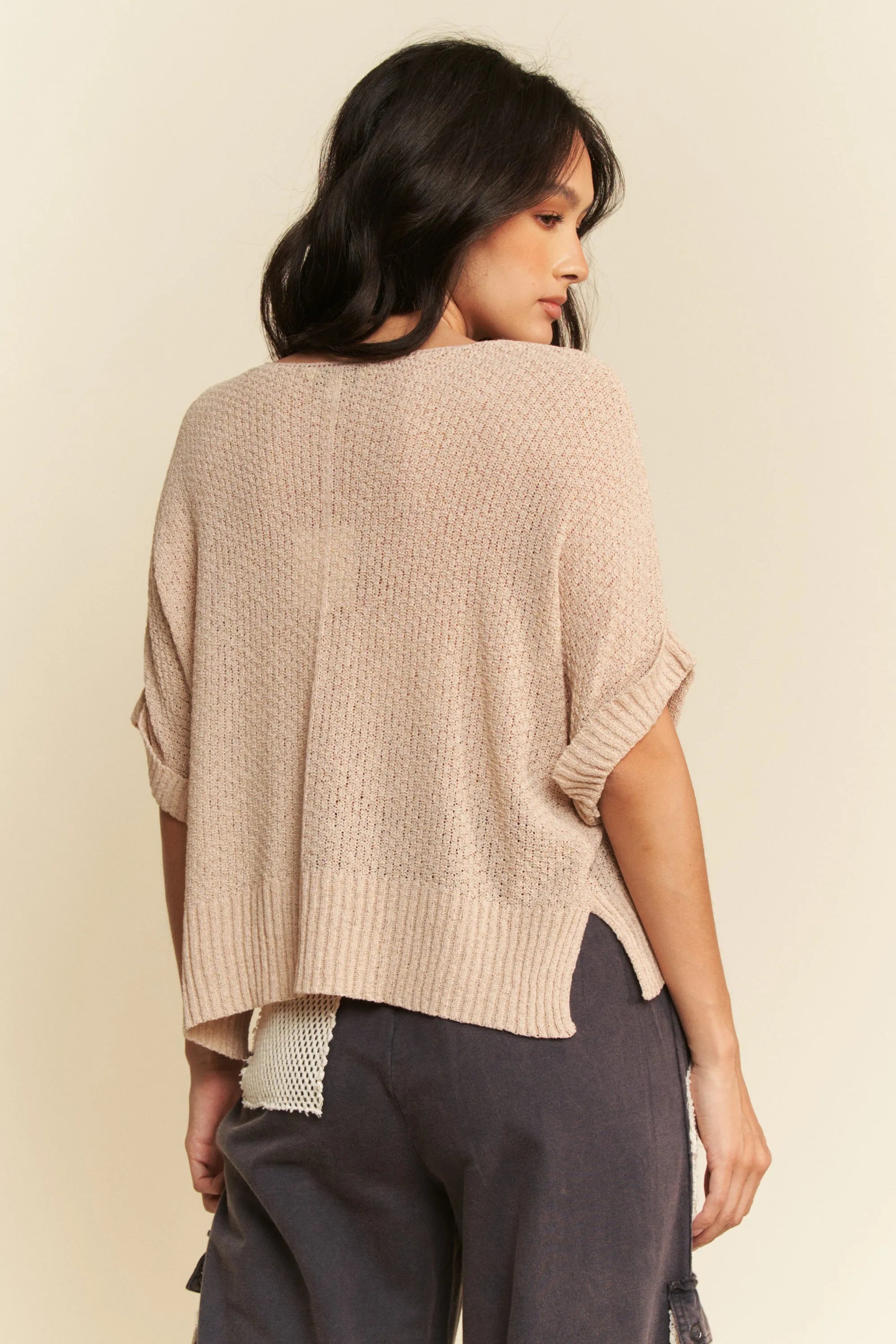 Davi & Dani Sequin American Flag Patch Short Sleeve Knit Top OutfitFlow