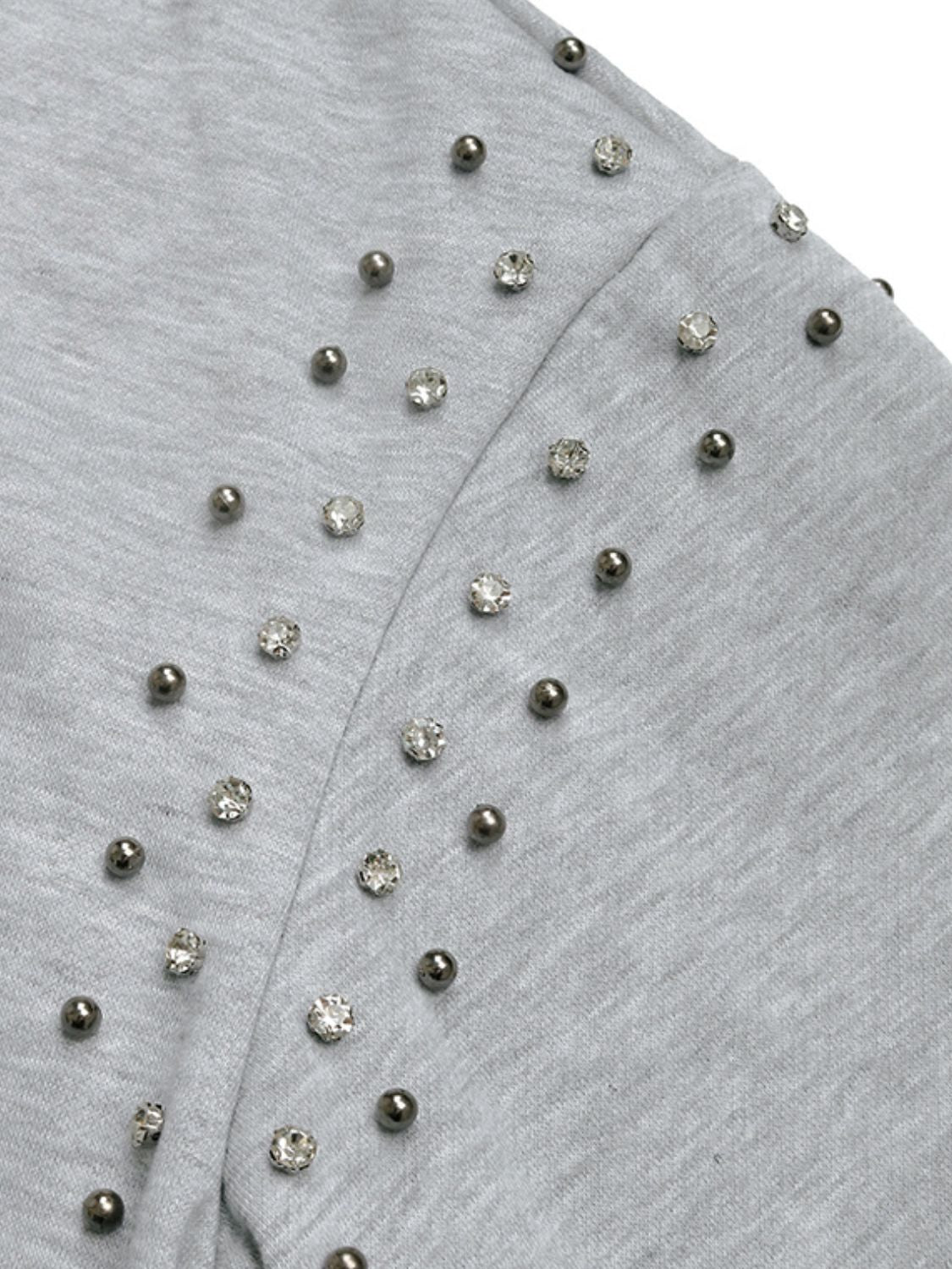 Outfit Flow - Perfee Rhinestone Zip Up Long Sleeve Hoodie