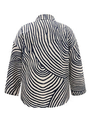 Plus Size Abstract Zebra Print Button-Down Shirt OutfitFlow
