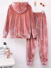 Full Size Velvet Hoodie and Pants Set Plus Size Trendsi