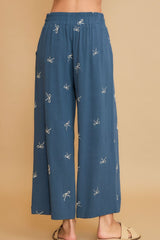 Umgee Full Size Lace Drawstring Embroidered Bow Wide Leg Pants Plus Size OutfitFlow