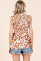 Mittoshop Leopard Print Ruffle Smock Blouse OutfitFlow