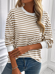 Outfit Flow - Ivy Lane Striped Round Neck Long Sleeve Sweatshirt