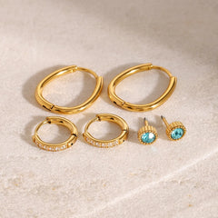 3-Piece 18K Gold-Plated Earrings OutfitFlow