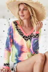 BiBi Tie Dye Terry V-Neck Top OutfitFlow