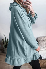 Outfit Flow - Drawstring Ruffled Dropped Shoulder Long Sleeve Hoodie