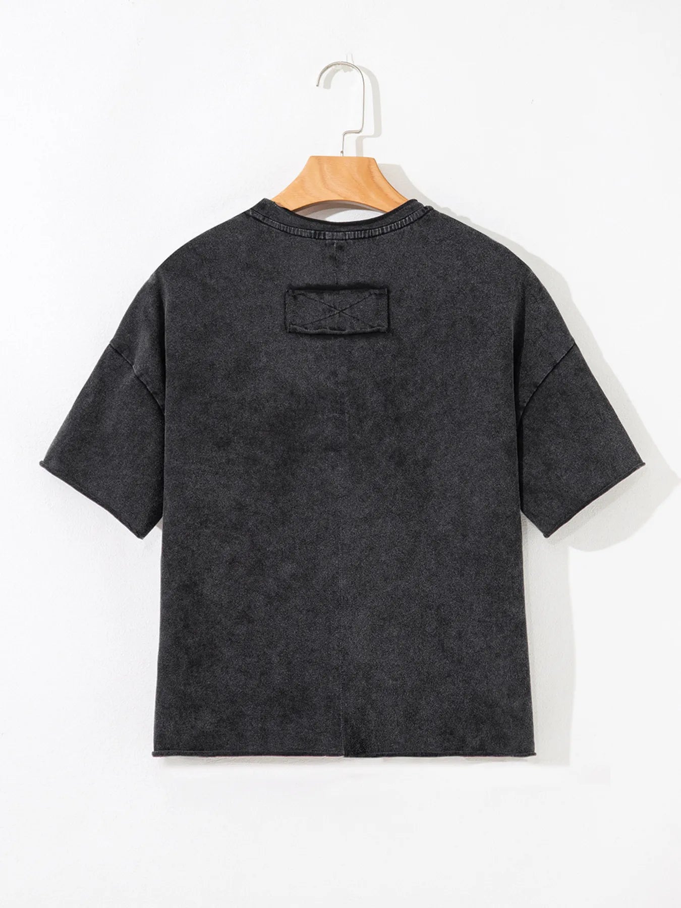Floral Embroidered Mineral Wash Crew Neck T Shirt OutfitFlow