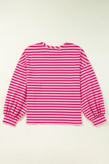 Outfit Flow - Striped Round Neck Long Sleeve Sweatshirt