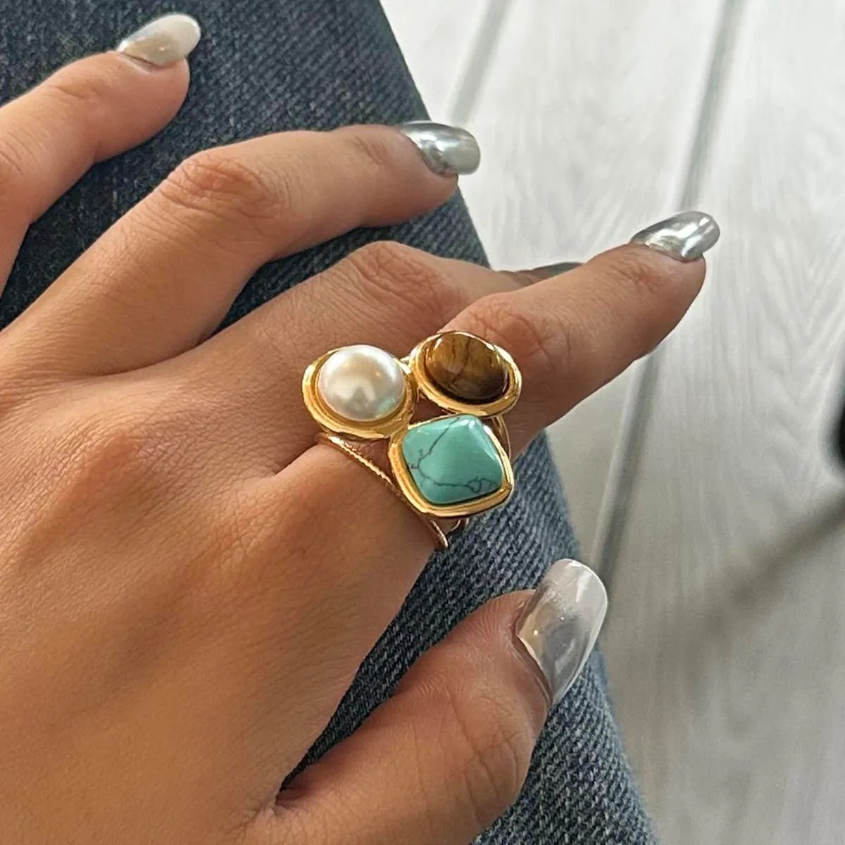 18K Gold-Plated Stainless Steel Open Ring Gold One Size OutfitFlow