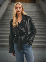 Leather Belted Trench Jacket OutfitFlow