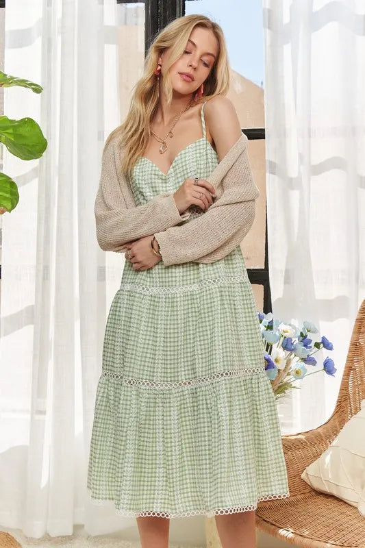 ADORA Gingham Detail Washed Dress OutfitFlow