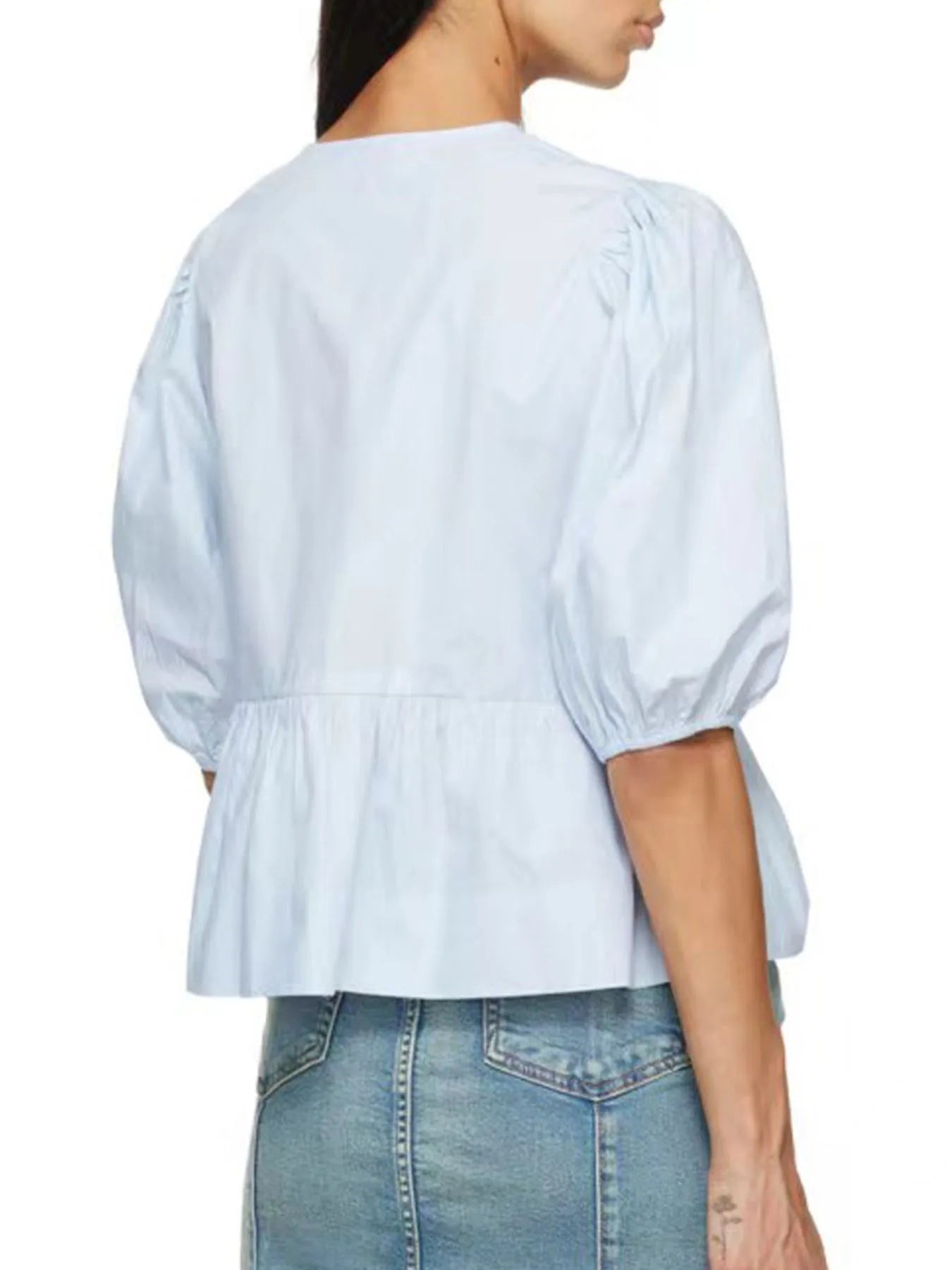 Puff Sleeve Bow Tie Blouse OutfitFlow