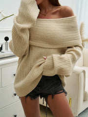 Devine Off-Shoulder Extra-Long Sleeve Sweater OutfitFlow