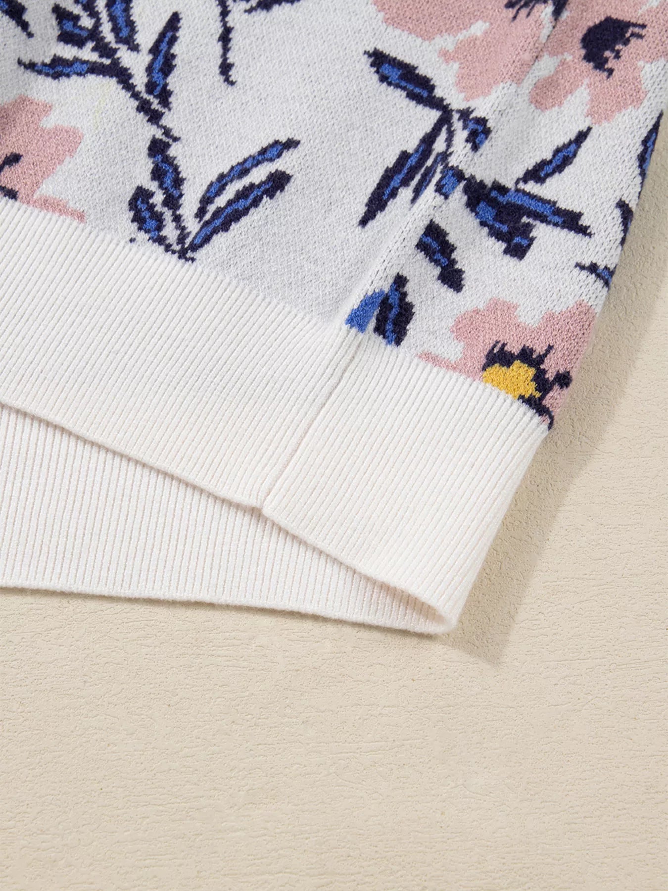 Floral Panel Colorblock Sleeve Patchwork Sweater OutfitFlow