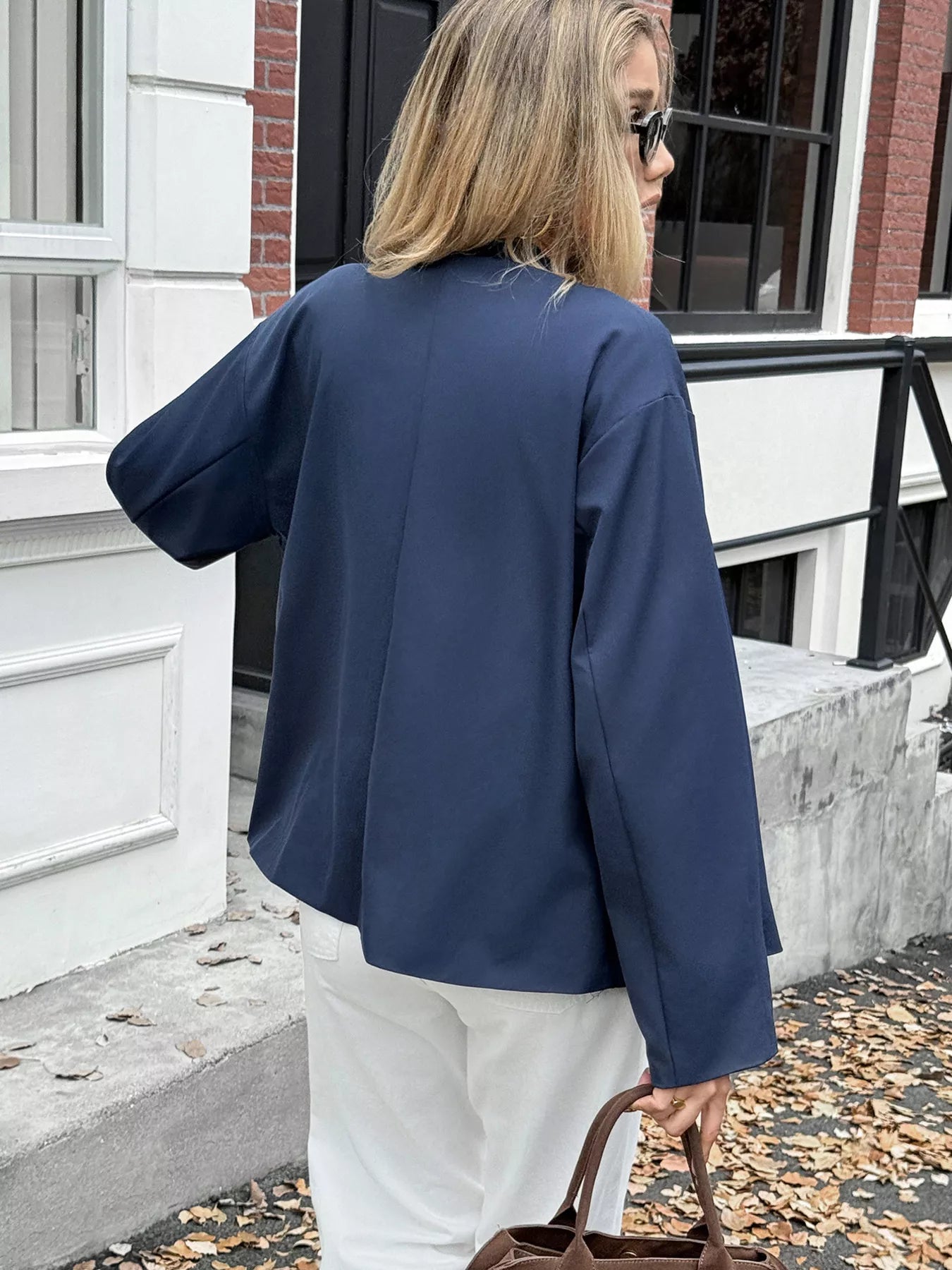 Double-Breasted Long Sleeve Jacket OutfitFlow