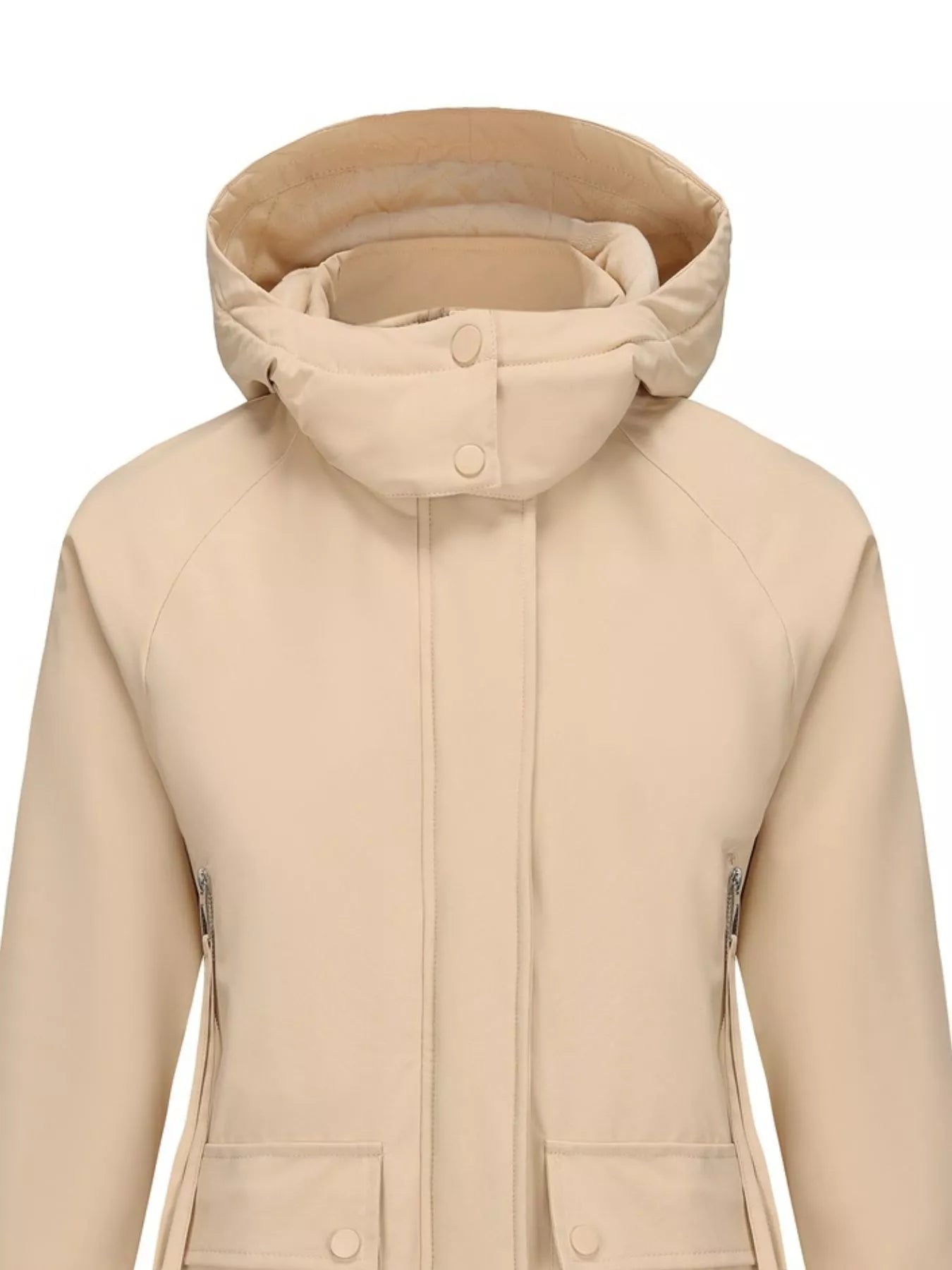 Full Size Zip Up Hooded Parka Outerwear Plus Size OutfitFlow