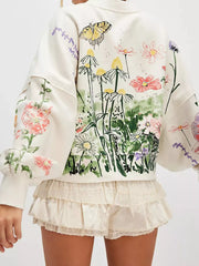 Printed Round Neck Dropped Shoulder Sweatshirt OutfitFlow