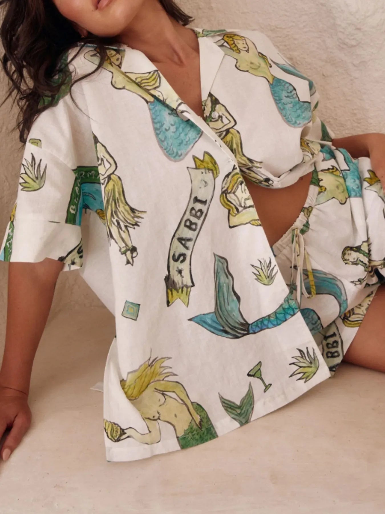 Printed Button Up Shirt and Shorts Set OutfitFlow