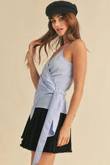 Aemi + Co Side Knotted Surplice Striped Cami OutfitFlow