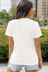 Pumpkin Round Neck Short Sleeve T-Shirt OutfitFlow