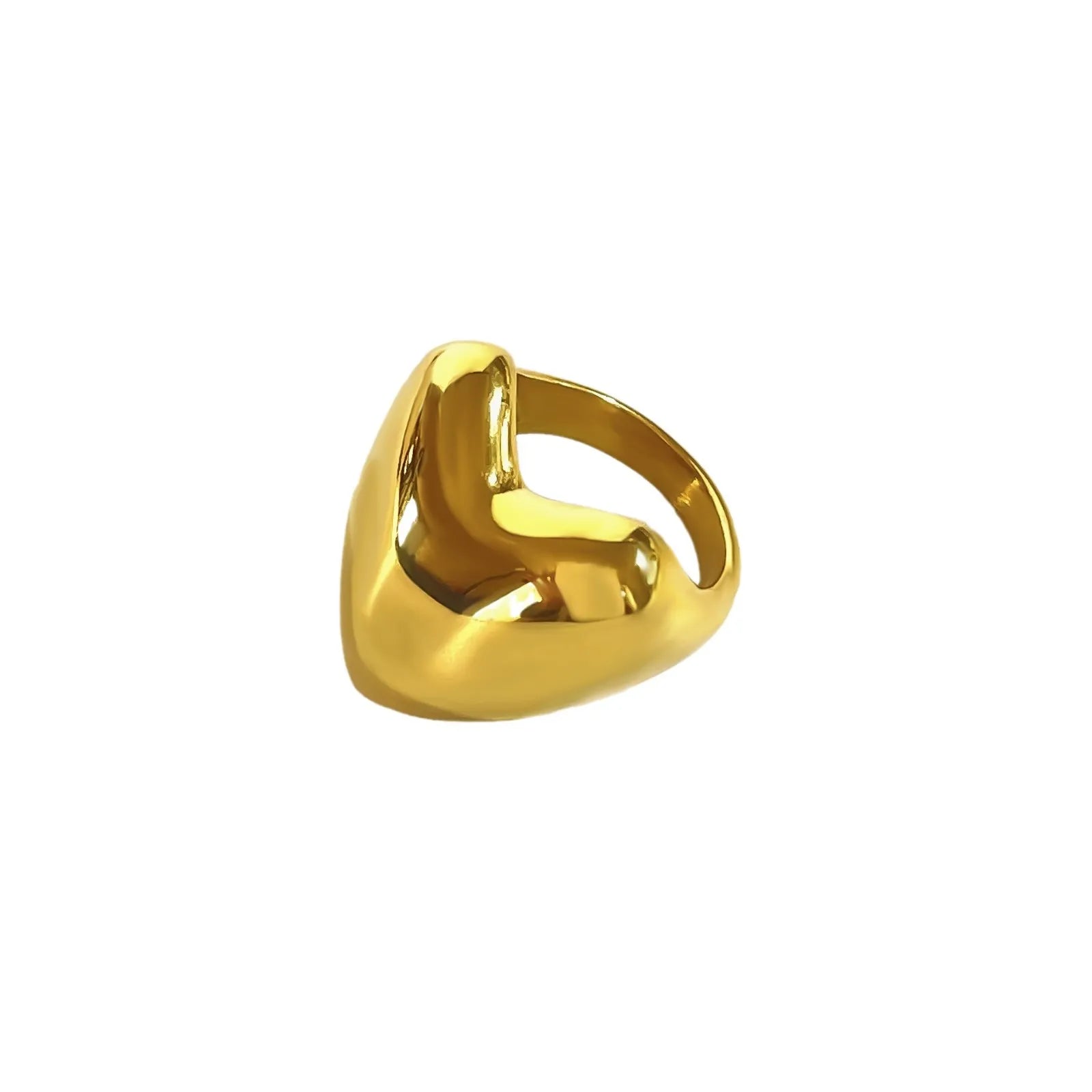 18K Gold-Plated Stainless Steel Heart Ring OutfitFlow