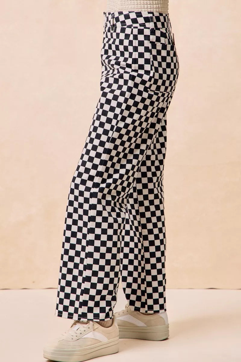 BiBi Gameday Theme Checkered Printed Pants OutfitFlow