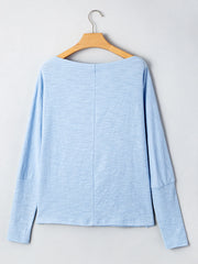 Solid Color Batwing Long Sleeve Top OutfitFlow
