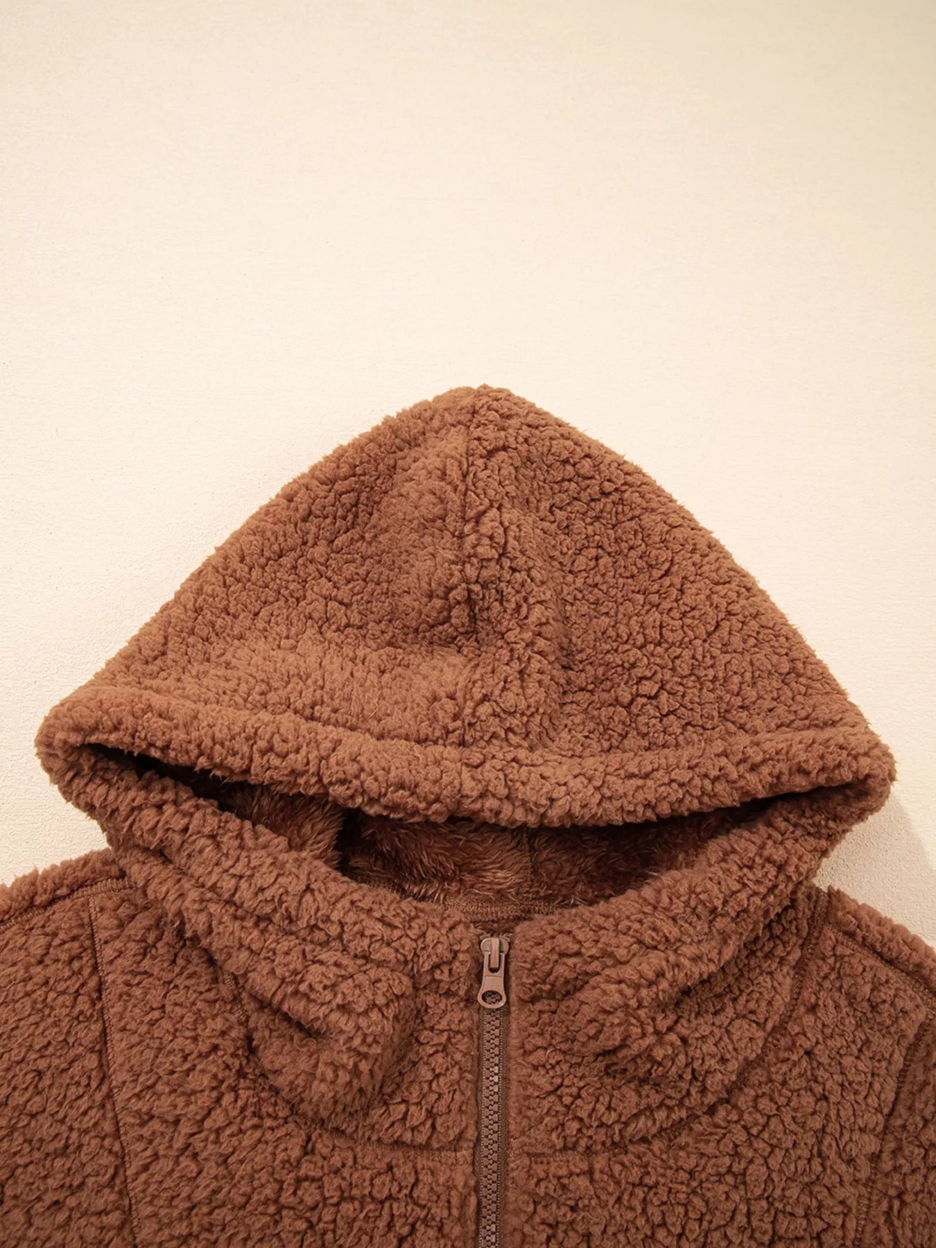 Zip Up Hooded Sherpa Jacket OutfitFlow