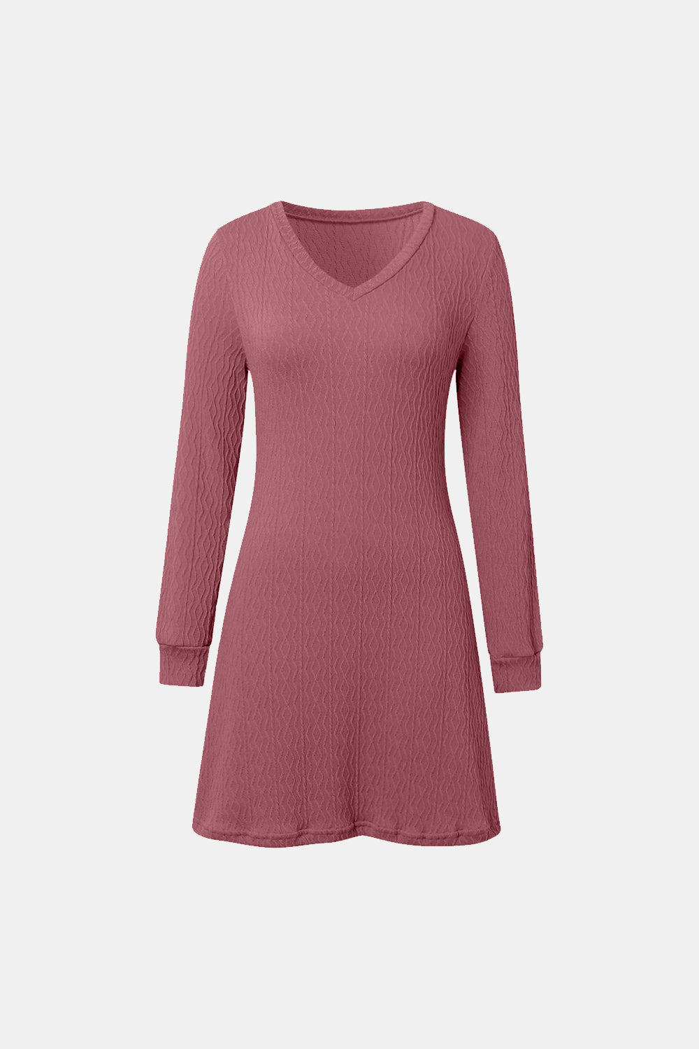 Outfit Flow - Texture V-Neck Long Sleeve Dress