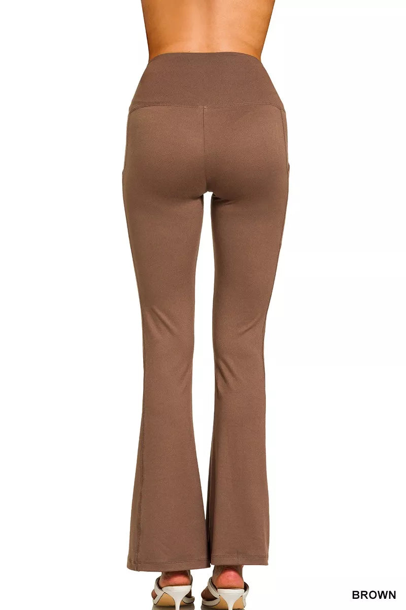 Zenana Brushed Dty Microfiber Flare Pants OutfitFlow