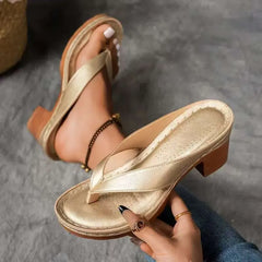 Chunky Heel Toe Post Sandals OutfitFlow