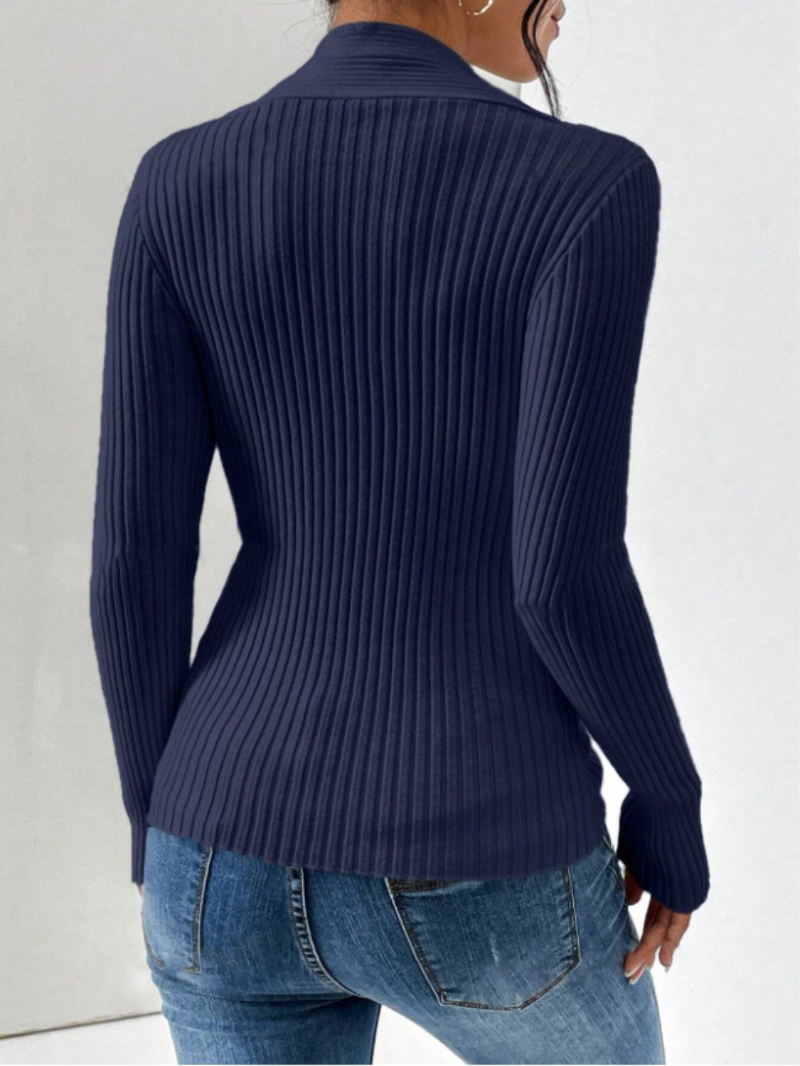 Outfit Flow - Twist Front Ribbed Long Sleeve Sweater