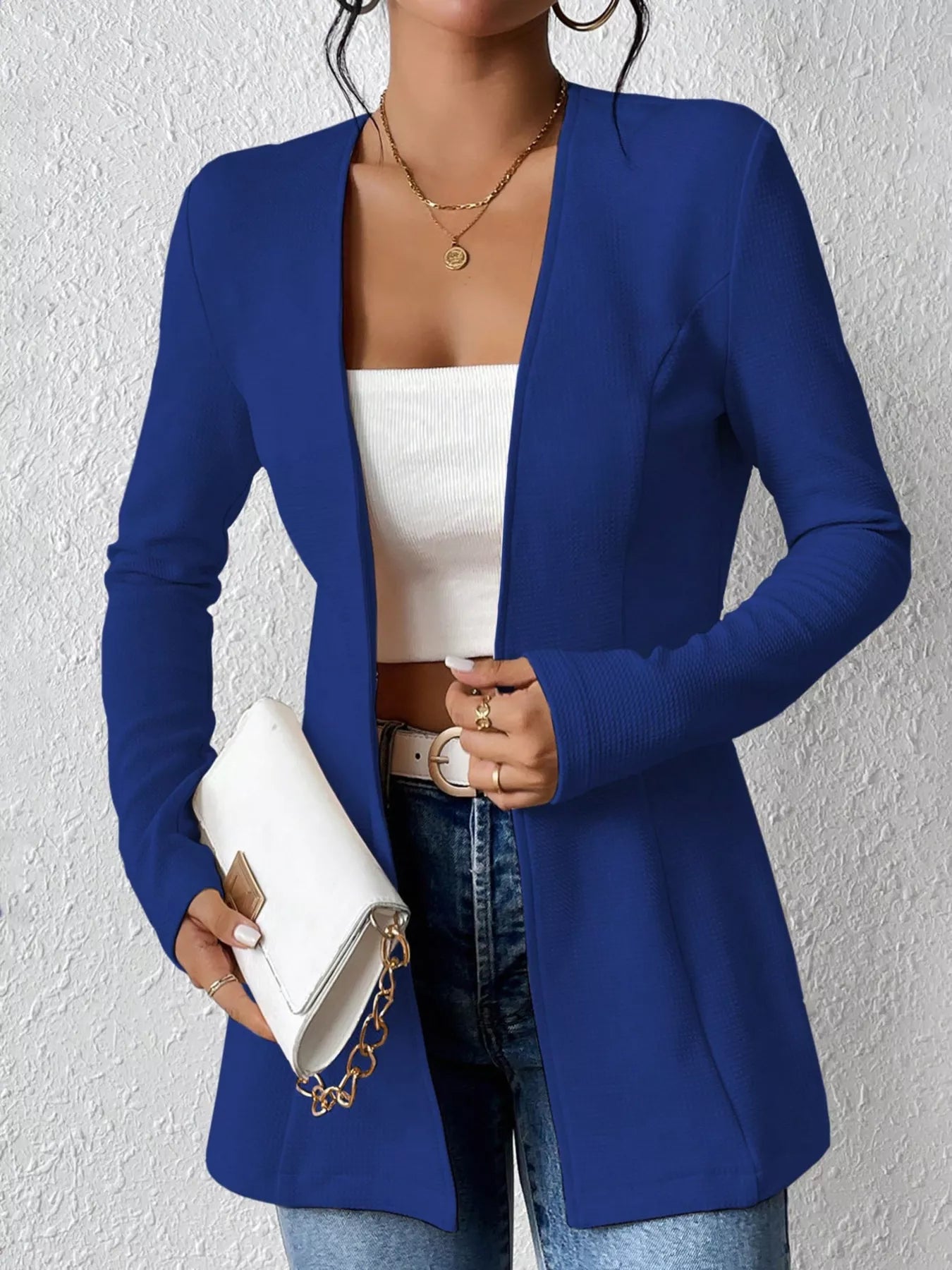 One Button Long Sleeve Blazer OutfitFlow