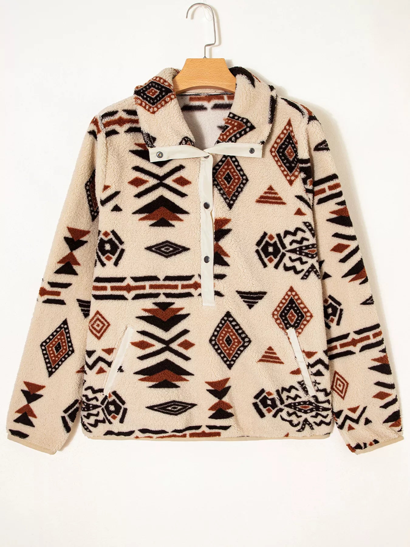 Western Aztec Half Zip Plush Sweatshirt OutfitFlow