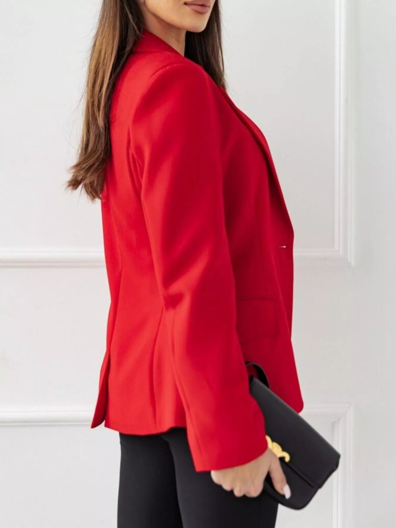 Lapel Collar One Button Blazer OutfitFlow