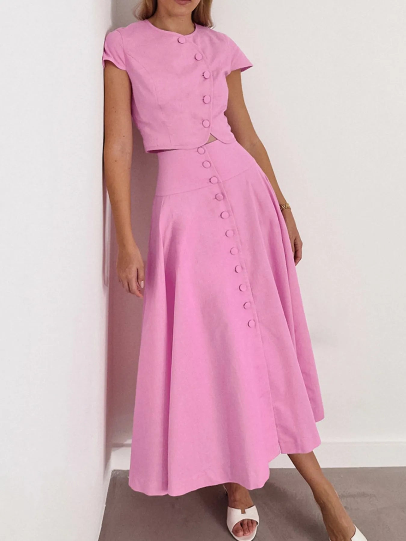 Short Sleeve Top and Skirt set OutfitFlow