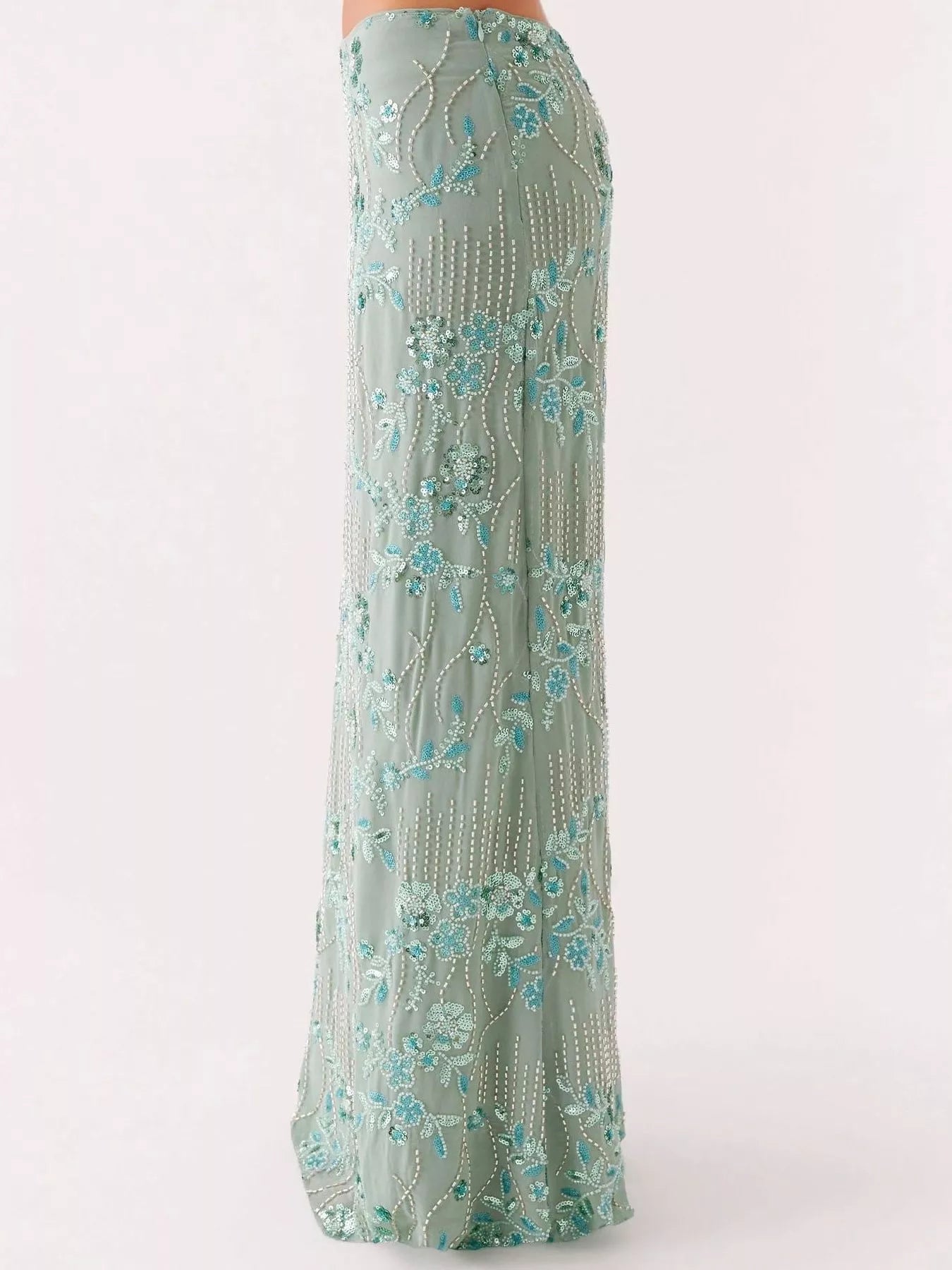 Embroidered Sequin Maxi Skirt OutfitFlow