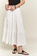 ADORA Rhinestone Accent Tiered Skirt OutfitFlow