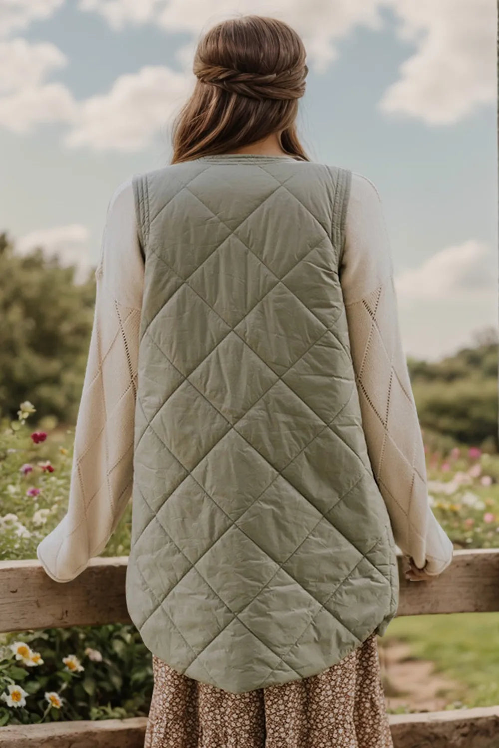 Button Up Pocketed Vest Coat Trendsi
