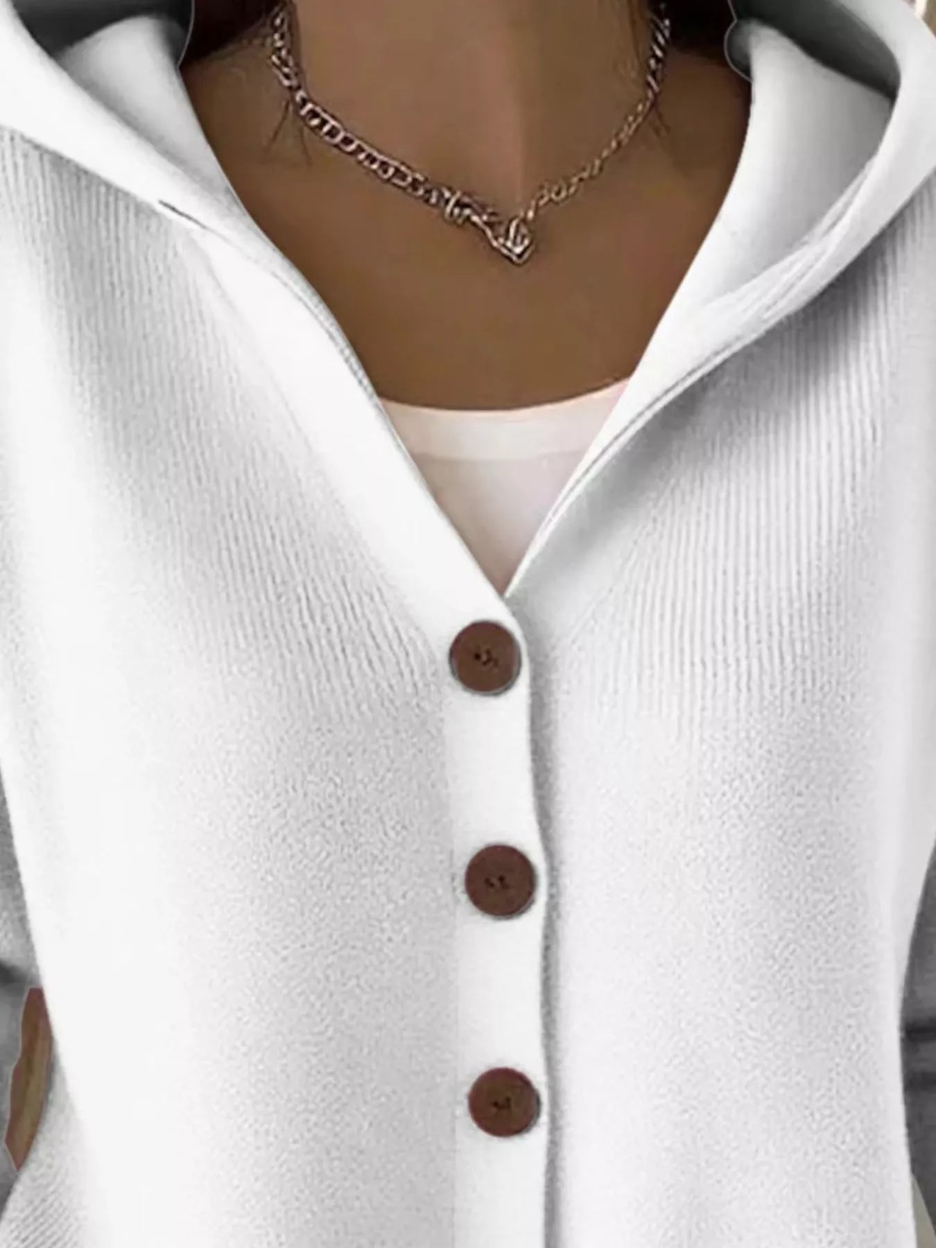 Full Size Hooded Button-Front Soft Knit Cardigan Plus Size OutfitFlow