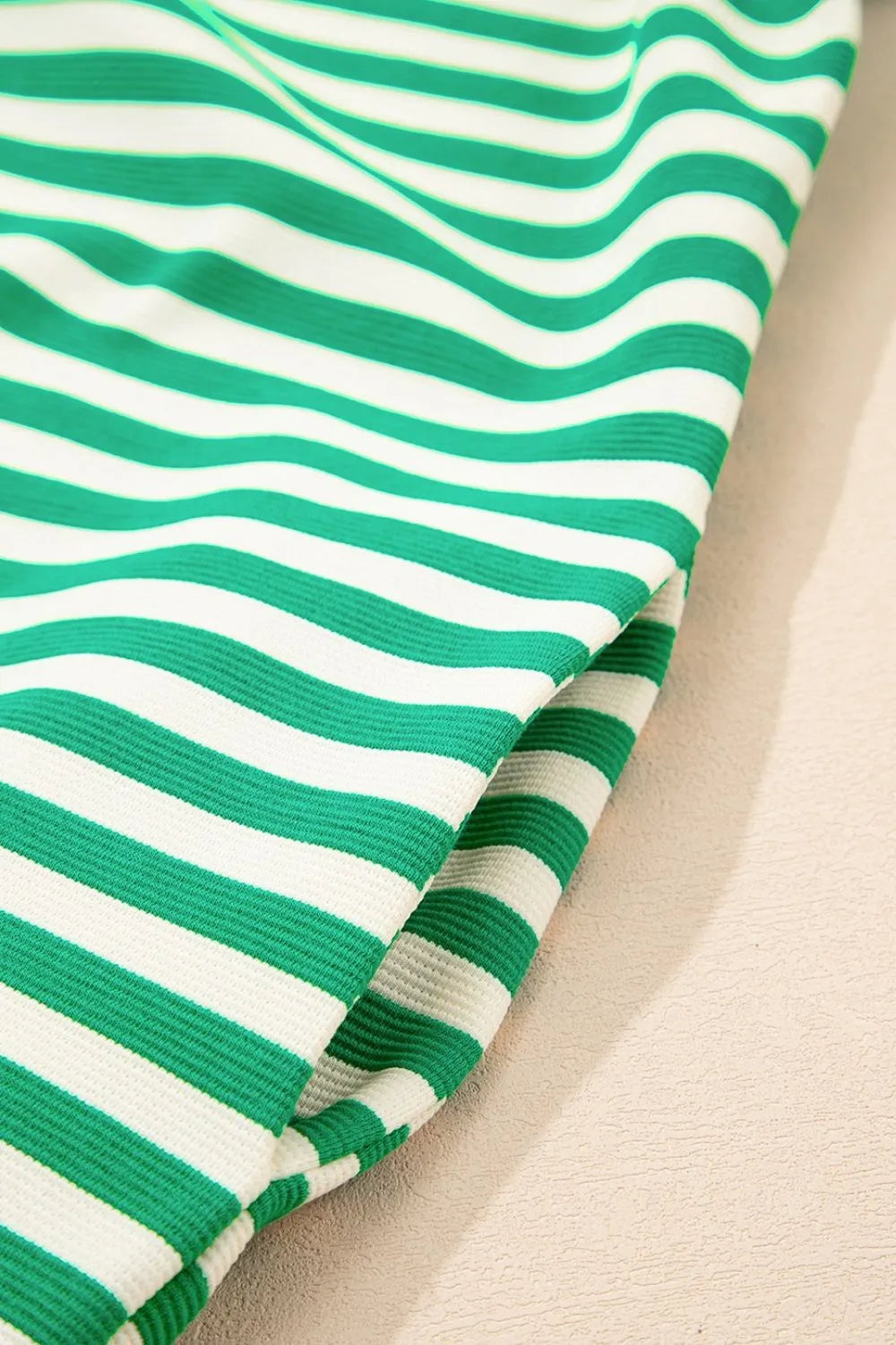 Stripe Print Contrast Collar Split Neck Flutter Sleeve Dress OutfitFlow