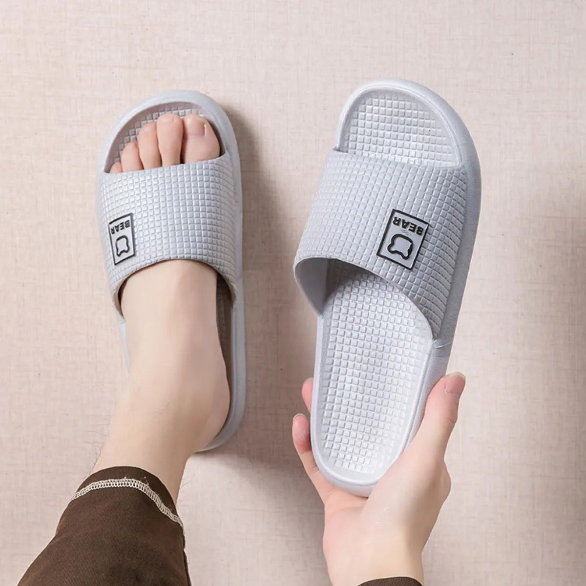 Open Toe Flats Slippers Gray OutfitFlow