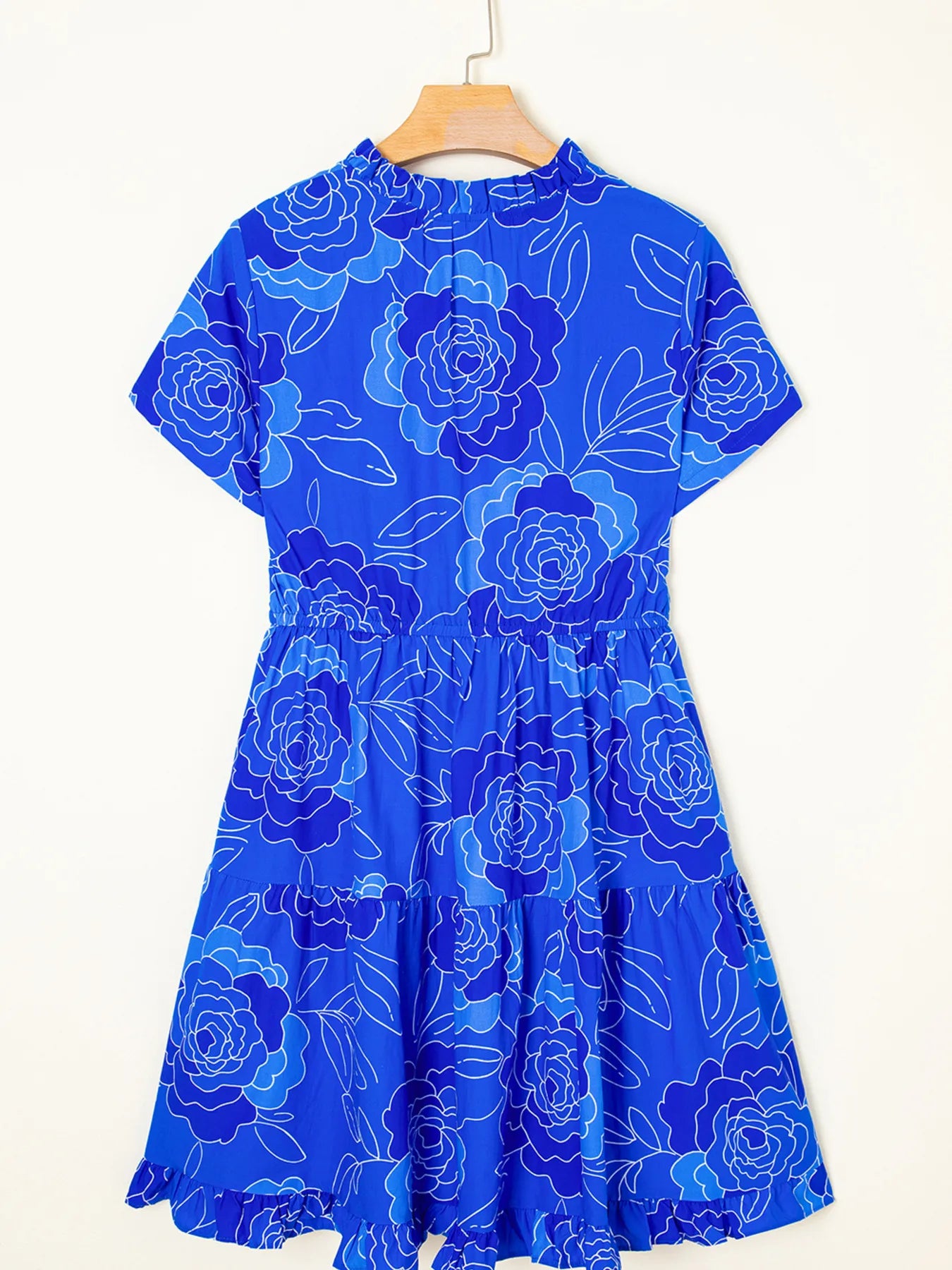 Ruffled Hem Short Sleeve Flowy Mini Dress OutfitFlow