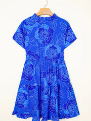 Ruffled Hem Short Sleeve Flowy Mini Dress OutfitFlow