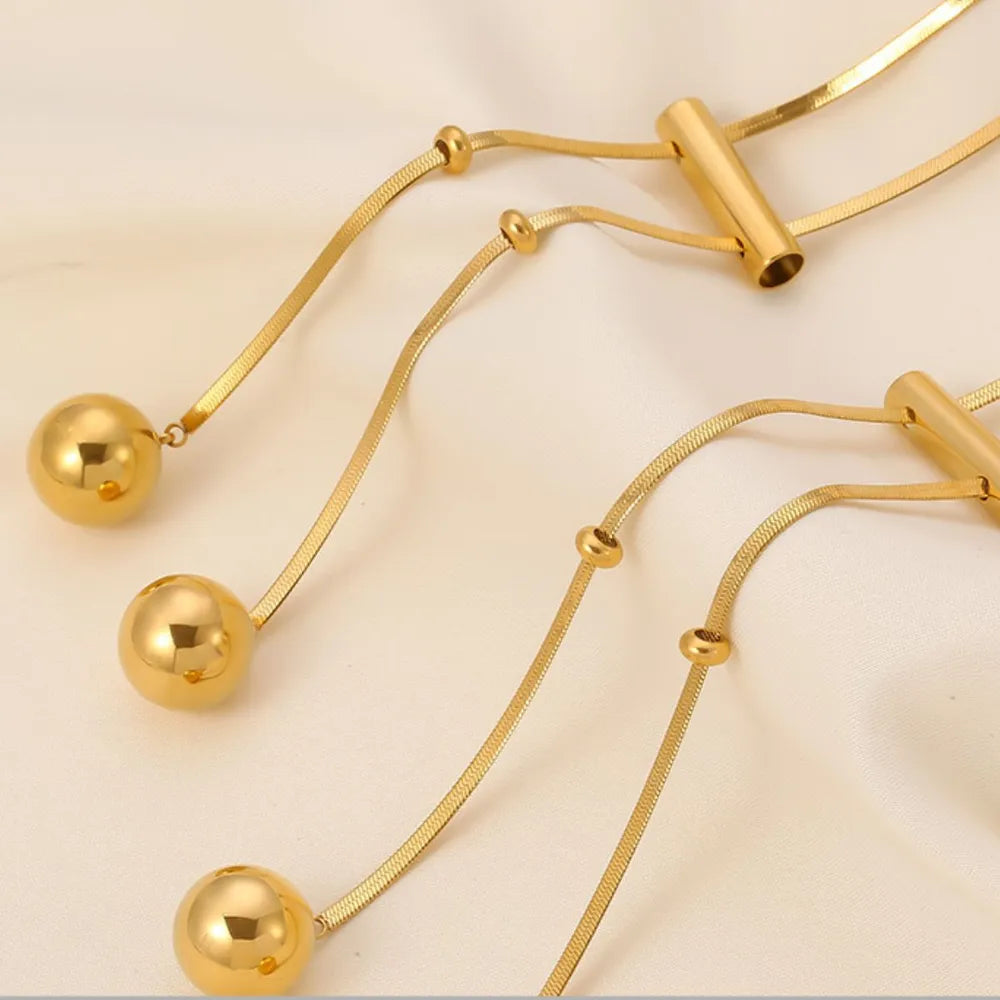 18K Gold-Plated Titanium Steel Hollow Bead Necklace OutfitFlow