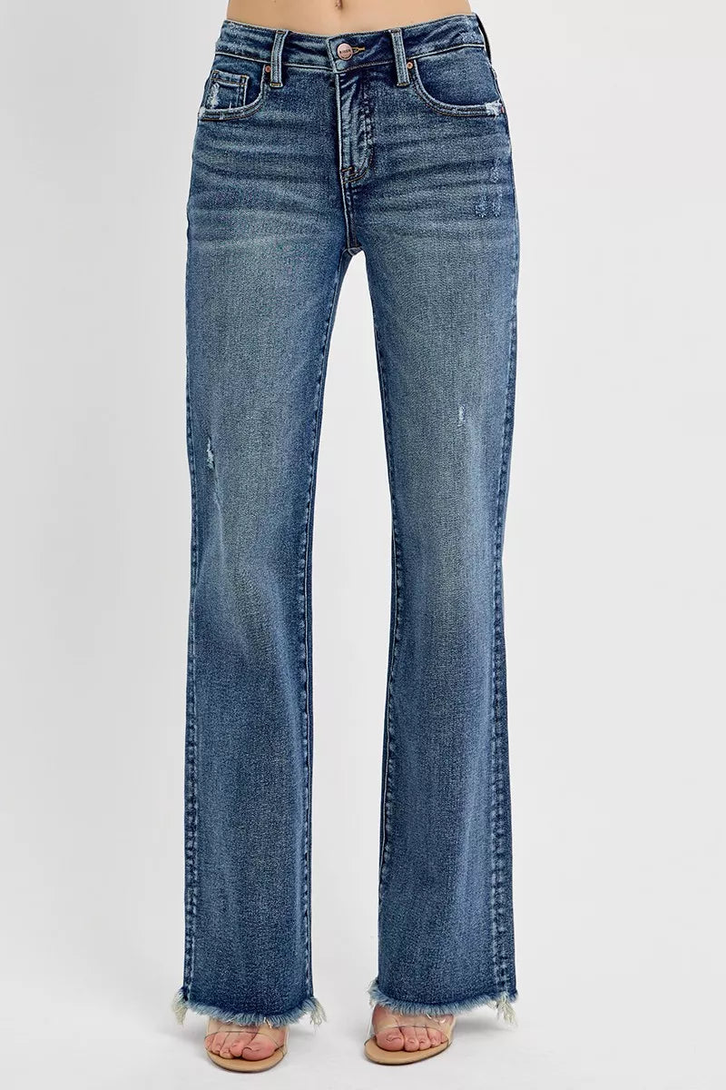 RISEN Full Size Tummy Control High Rise Long Straight Jeans Plus Size DARK OutfitFlow