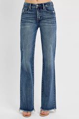 RISEN Full Size Tummy Control High Rise Long Straight Jeans Plus Size DARK OutfitFlow