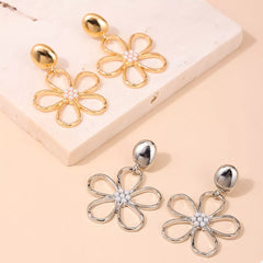 Alloy Flower Drop Earrings OutfitFlow