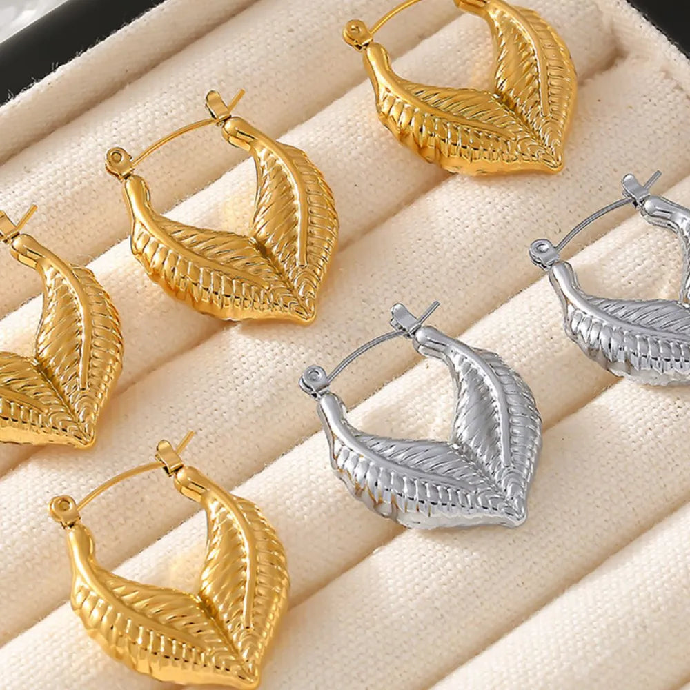 Titanium Steel Leaf Shape Earrings OutfitFlow
